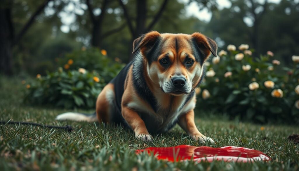 dog urinating blood